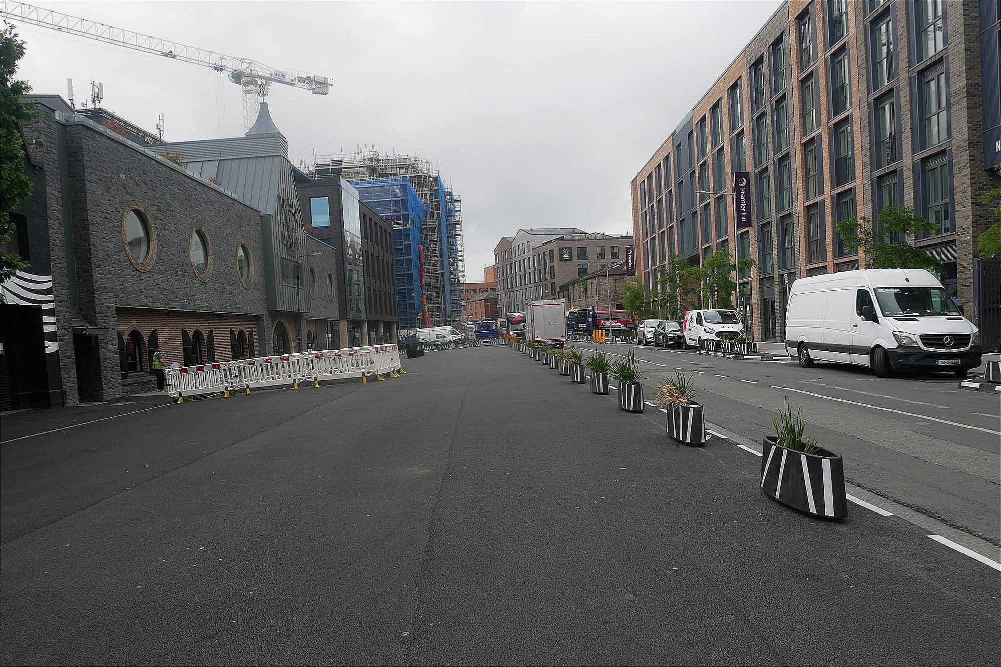 A pedestrianised area in front of Teelings Distillery on Newmarket.
