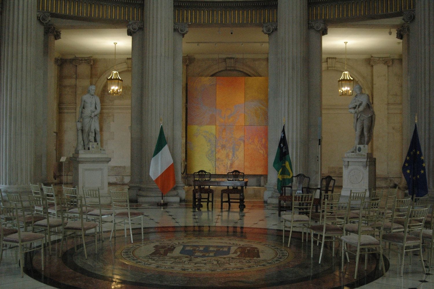 Inside City Hall after a wedding. 