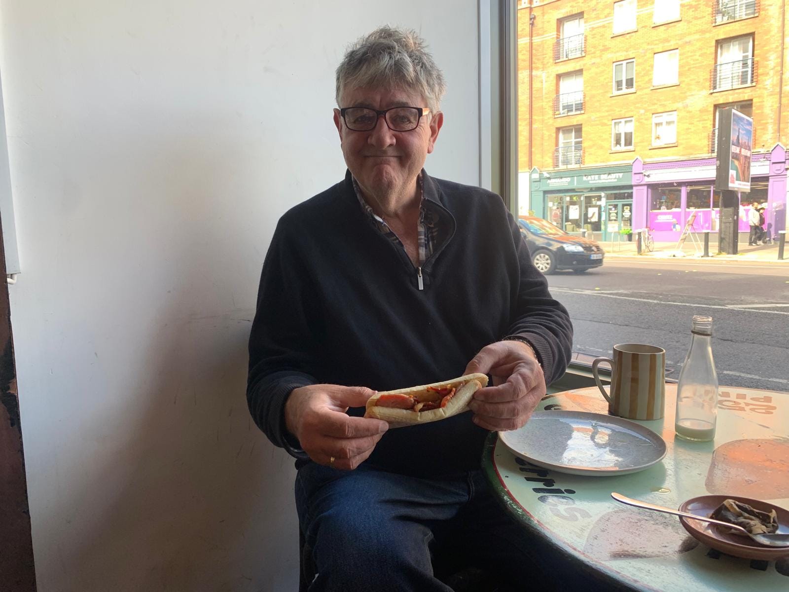Pat McCauley and his bacon sandwich. Photo by Jack Healy.