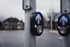 A pedestrian beg button on a rainy day at the Herberton Road junction.