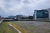 A grey and barren landscape at George's Dock in Dublin's docklands.